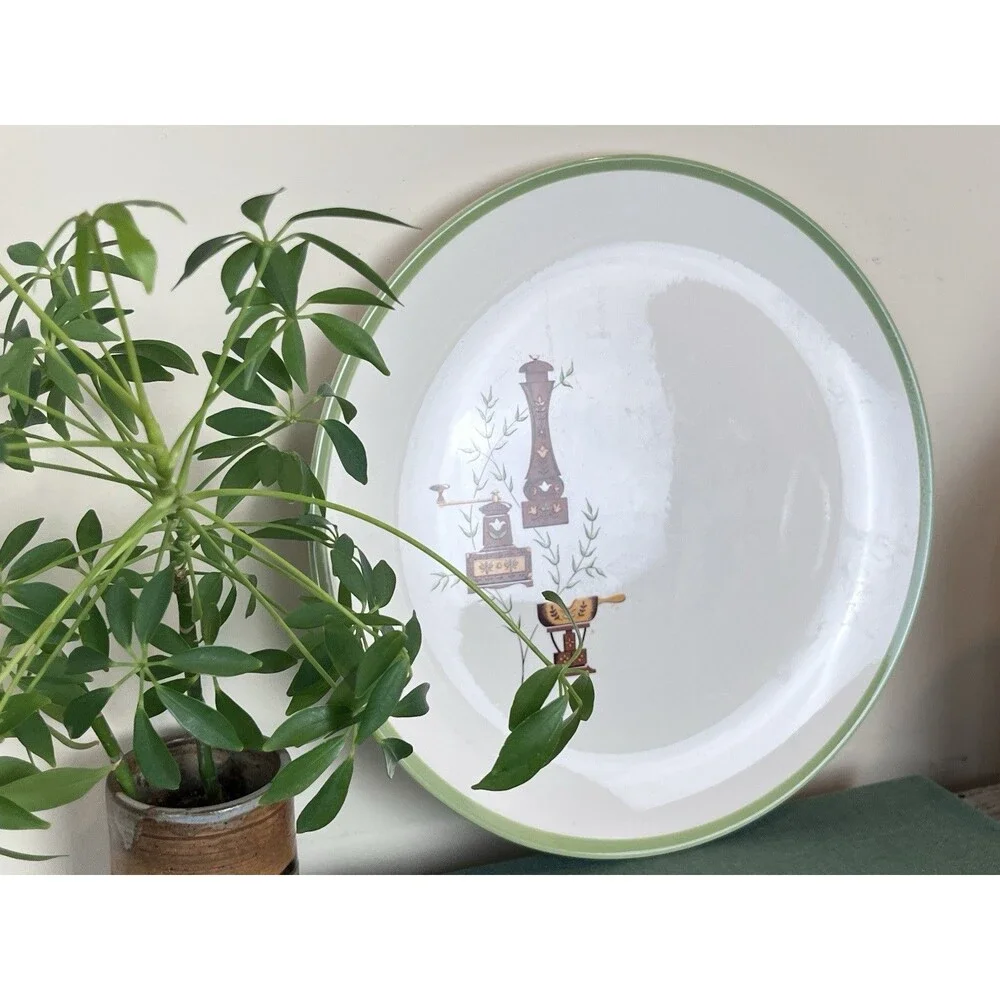 Vintage Kitschy Kitchen White Platter Plate Cottage Farmhouse Feel 12/5” Decor
